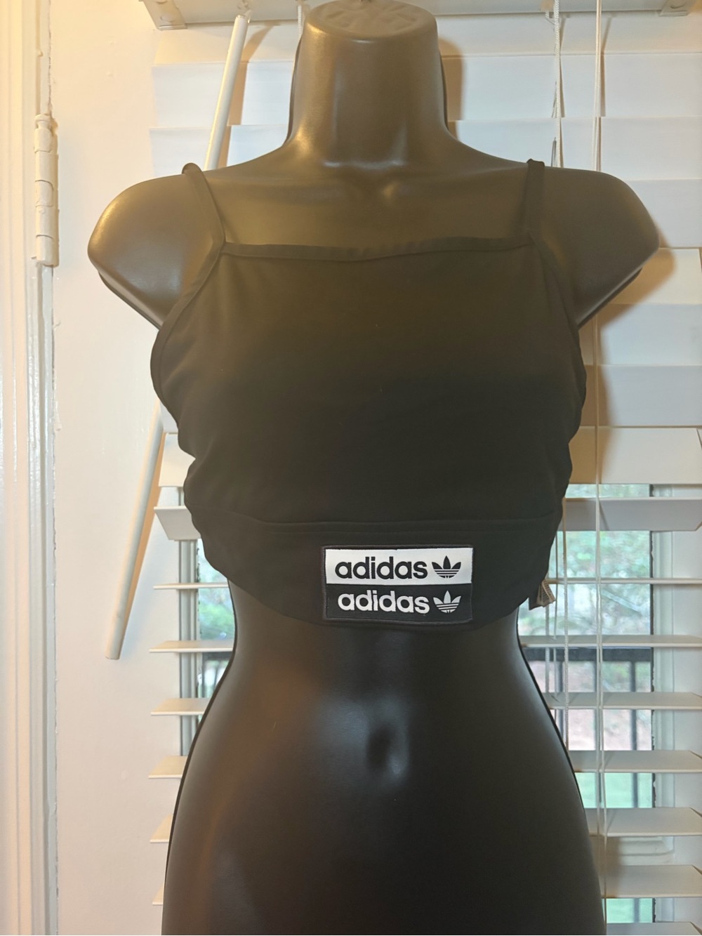 adidas Black Cropped Camisole with Logo Patch